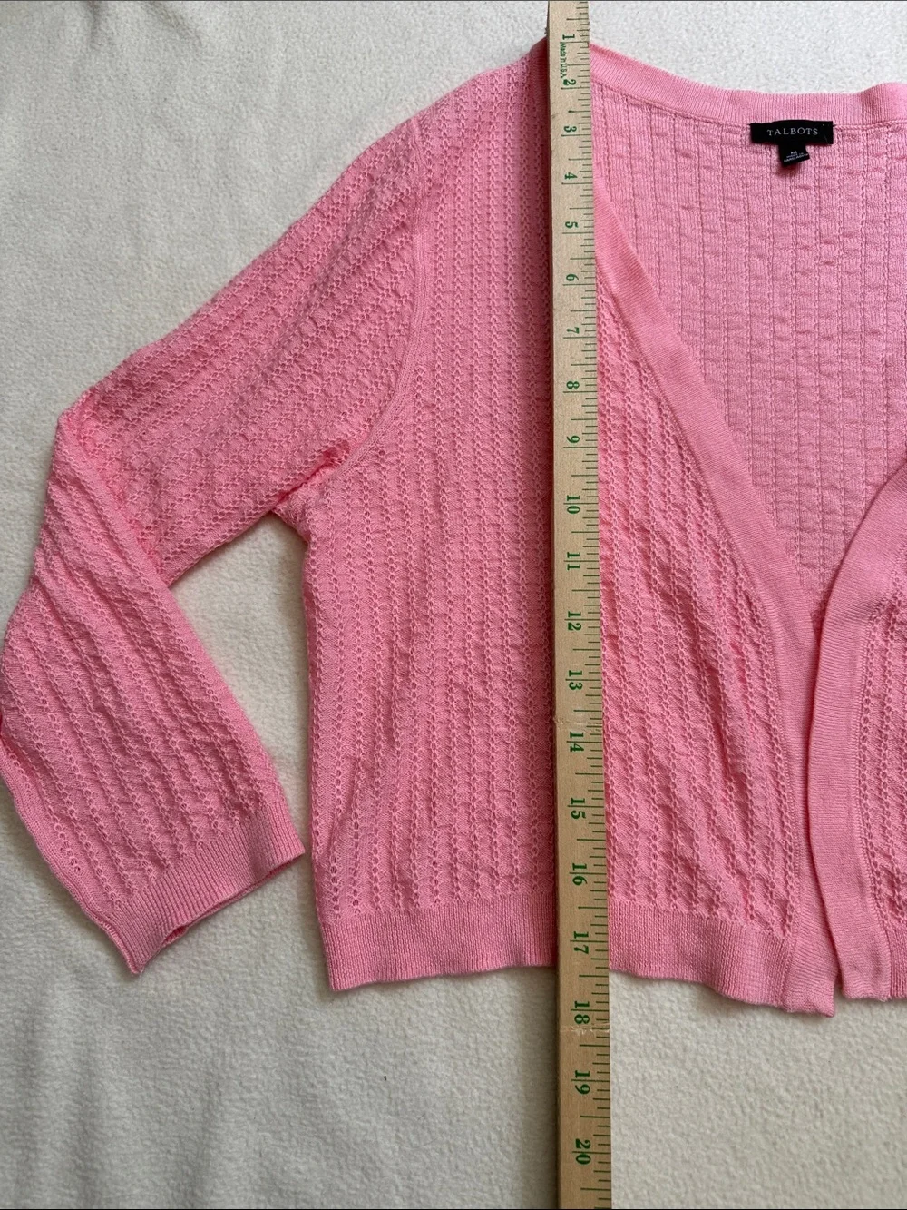 Talbots Pink Pointelle Open-Front Women's Cardigan